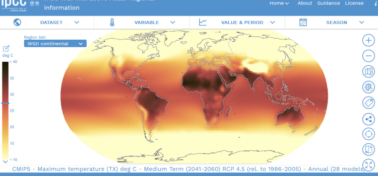 Atlas interactivo del (IPCC) en el Sexto Informe de Evaluación del Cambio Climático.
